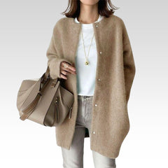 Wilma | Oversize Knopf Strickjacke in Beige