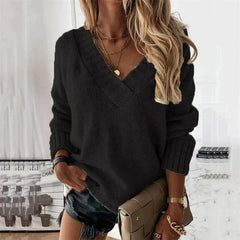 Jacinth - Strickpullover - V-Ausschnitt in Schwarz