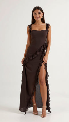 Selin | Elegantes Abend-Maxikleid in Braun