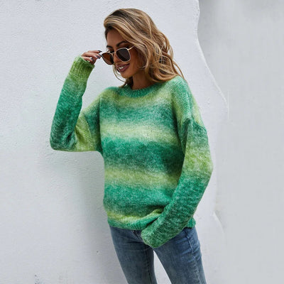 Damen Regenbogen Pullover Bunt gestrickt Pullover