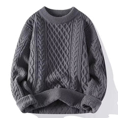 Gemütlicher Pullover aus Kabelstrick in Grau