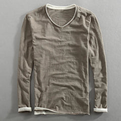 Wilhelm | Herren V-Ausschnitt Langarm Sweatshirt in Grau