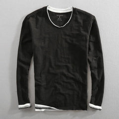 Wilhelm | Herren V-Ausschnitt Langarm Sweatshirt in Schwarz