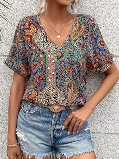 Sylva - Blumenbluse für Frauen Weiches, Vielseitiges Sommer in Floral