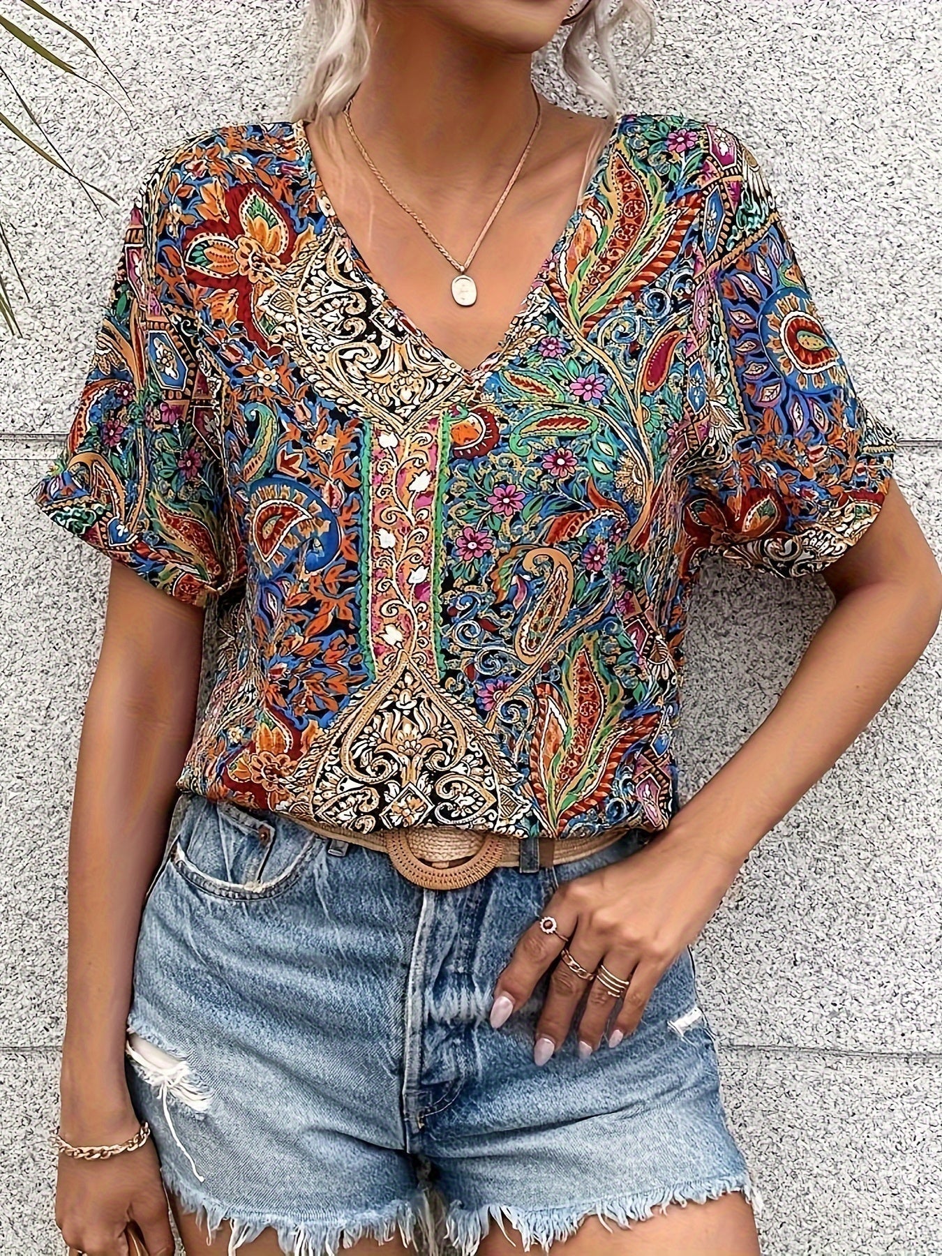 Sylva - Blumenbluse für Frauen Weiches, Vielseitiges Sommer