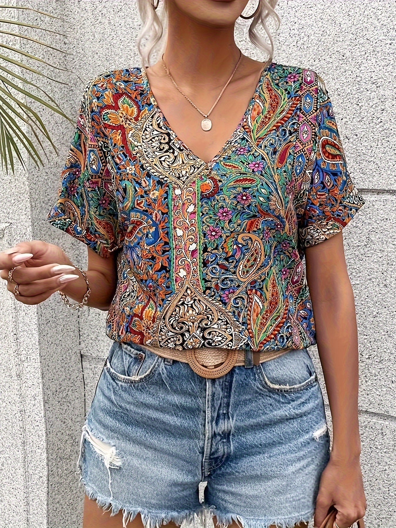 Sylva - Blumenbluse für Frauen Weiches, Vielseitiges Sommer