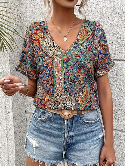 Sylva - Blumenbluse für Frauen Weiches, Vielseitiges Sommer