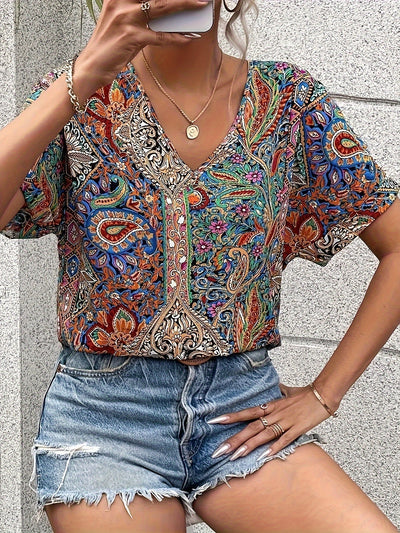 Sylva - Blumenbluse für Frauen Weiches, Vielseitiges Sommer