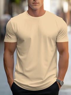 T-Shirt Basic Herren Rundhals Kurzarm in Hellgelb