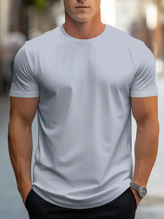 T-Shirt Basic Herren Rundhals Kurzarm in Grau