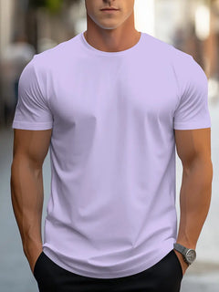 T-Shirt Basic Herren Rundhals Kurzarm in Helllila