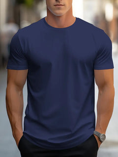 T-Shirt Basic Herren Rundhals Kurzarm in Marineblau