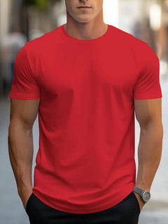 T-Shirt Basic Herren Rundhals Kurzarm in Rot