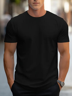 T-Shirt Basic Herren Rundhals Kurzarm in Schwarz
