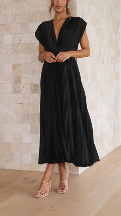 Alexis - Stilvolles Faltenkleid in SCHWARZ