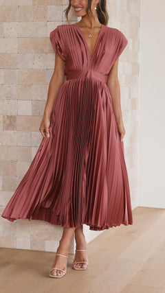 Alexis - Stilvolles Faltenkleid in ROSAROT