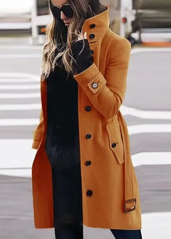 Tanya | Langer wasserdichter Trenchcoat in Orange