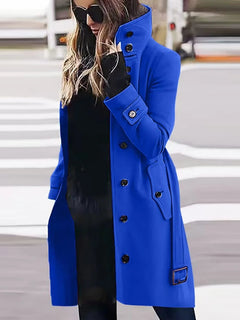 Tanya | Langer wasserdichter Trenchcoat in Blau