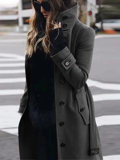 Tanya | Langer wasserdichter Trenchcoat in Dunkelgrau