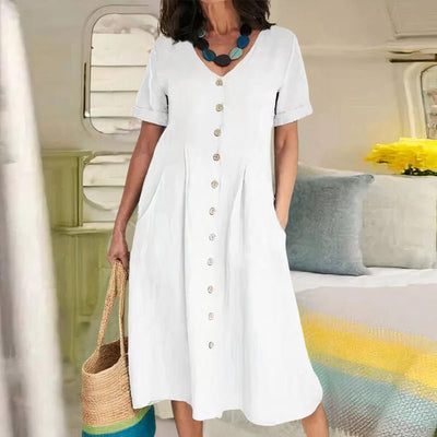 Tarelda - Damen Knopf-Front Midikleid