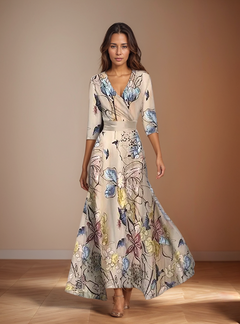 Annemarie® | Kleid mit Blumendruck in Champagne