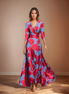 Annemarie® | Kleid mit Blumendruck in Blau / Rosa