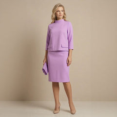 London Set™ mit Stehkragenbluse und vielseitigem klassischem Rock in Flieder