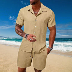 Gael™ Eisseide-Set mit Kurzarmhemd und verstellbaren Shorts in Beige