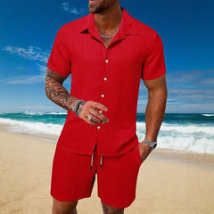 Gael™ Eisseide-Set mit Kurzarmhemd und verstellbaren Shorts in Rot