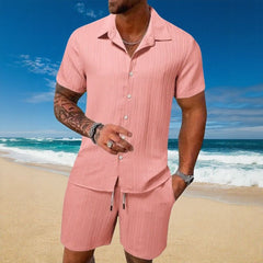Gael™ Eisseide-Set mit Kurzarmhemd und verstellbaren Shorts in Rosa