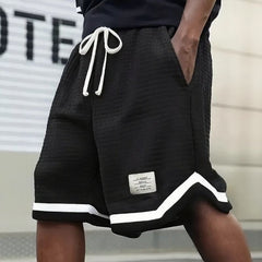 Ravi™ Premium-Shorts aus strukturierter Strickware mit verstellbarem Kordelzug in Schwarz