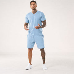 Bryan™ Basic-T-Shirt- und Shorts-Set mit Seitentaschen in Hellblau