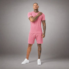 Bryan™ Basic-T-Shirt- und Shorts-Set mit Seitentaschen in Rosa