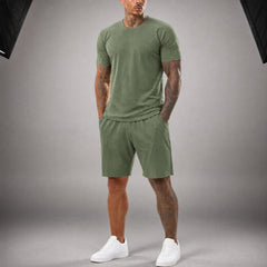Bryan™ Basic-T-Shirt- und Shorts-Set mit Seitentaschen in Hellgrün