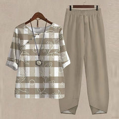 Sommer Zweiteiliges Set für Damen | Leichte in Khaki