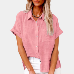Savannah | Brusttaschen Durchgeknöpft Hemd in Rosa