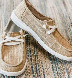 Thalia - Damen Alle Jahreszeiten Canvas-Flatschuhe mit Schnürung in Khaki