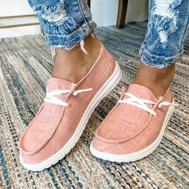 Thalia - Damen Alle Jahreszeiten Canvas-Flatschuhe mit Schnürung