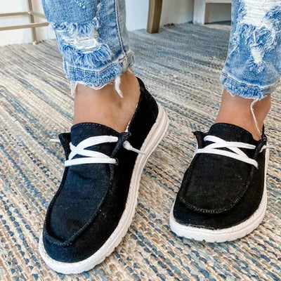Thalia - Damen Alle Jahreszeiten Canvas-Flatschuhe mit Schnürung