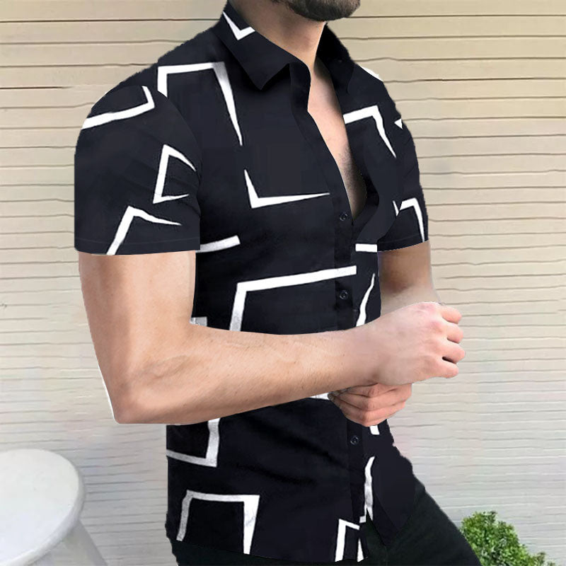 Thassian - Kreatives Herren Hemd kurzarm, Baumwolle, für Freizeit und Büro
