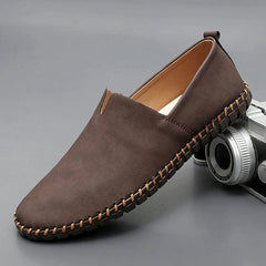 Santorini Leder-Slipper in Dunkelbraun