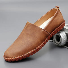Santorini Leder-Slipper in Braun