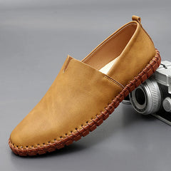 Santorini Leder-Slipper in Khaki