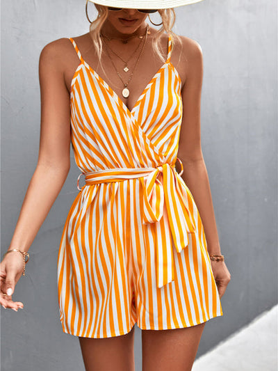 Tialine - Damen Wickel-Jumpsuit ohne Ärmel mit V-Ausschnitt