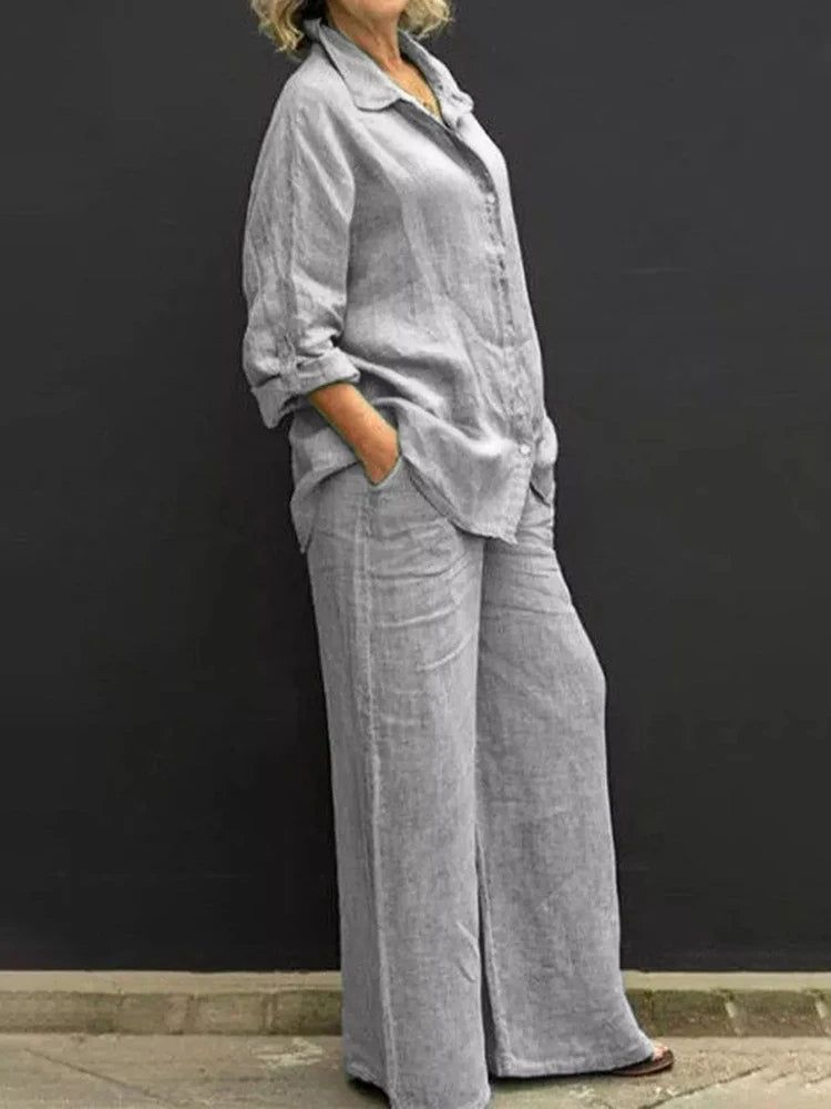 Tirza - Elegantes Palazzo-Zweiteiler-Set aus Leinen für Damen