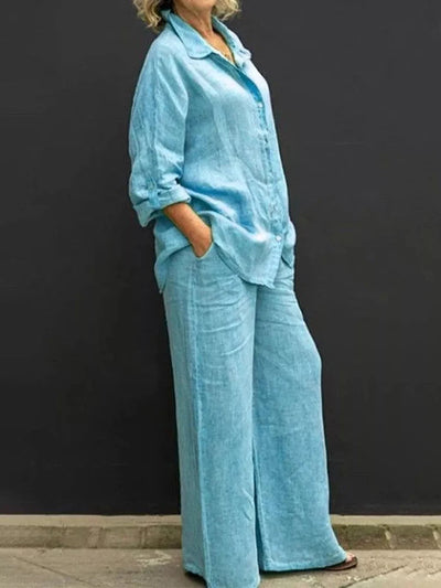 Tirza - Elegantes Palazzo-Zweiteiler-Set aus Leinen für Damen