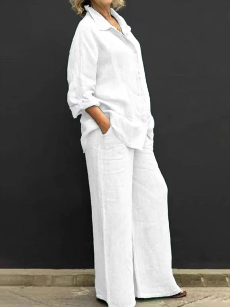 Tirza - Elegantes Palazzo-Zweiteiler-Set aus Leinen für Damen