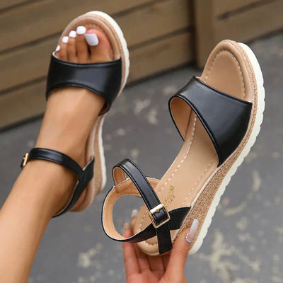 Tiselle - Damen Sommer Veganem Leder Plateau sandalen