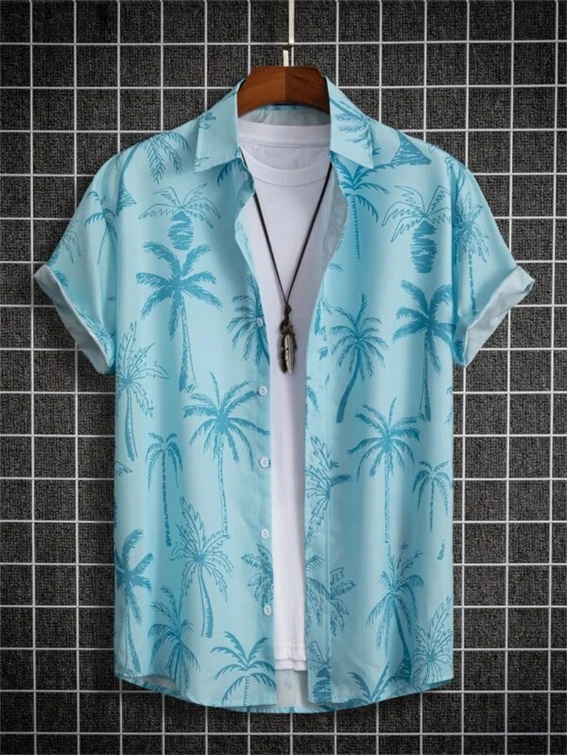 Titus - Herren Kurzarm-Hemd mit Knopfleiste und Print