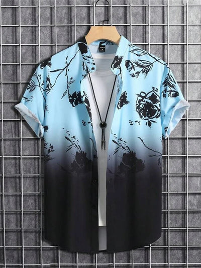 Titus - Herren Kurzarm-Hemd mit Knopfleiste und Print
